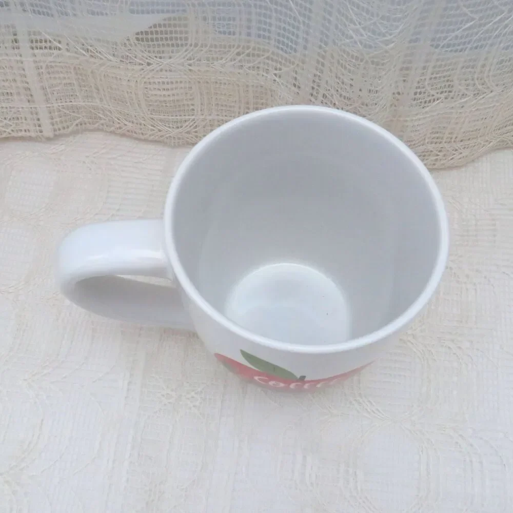 Ceramic Coffee Mug For Teacher Large White 22 oz Teacher Gift with Apple